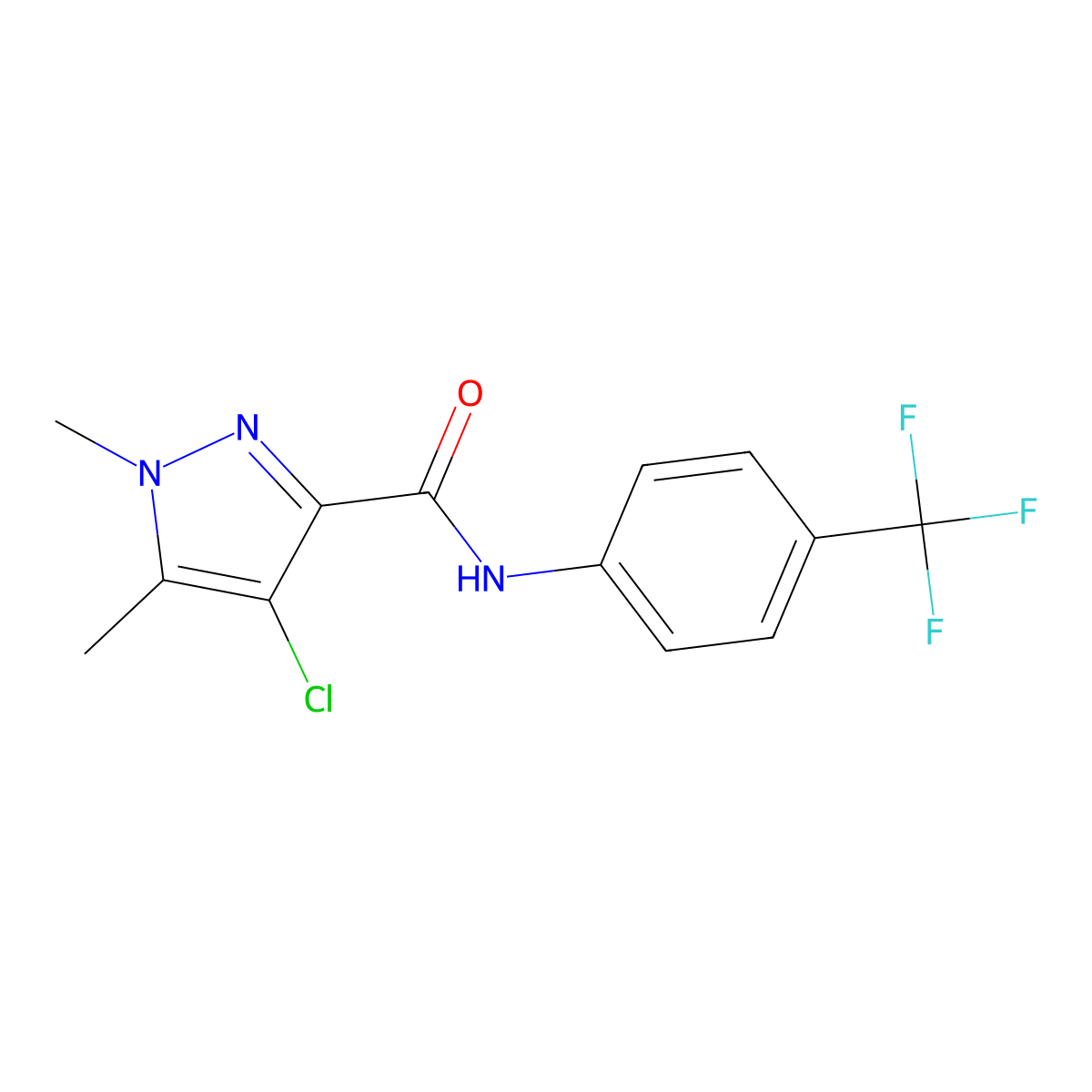 4-chloro-1,5-dimethyl-N-[4-(trifluoromethyl)phenyl]pyrazole-3-carboxamide molecular structure, CAS 514818-23-6