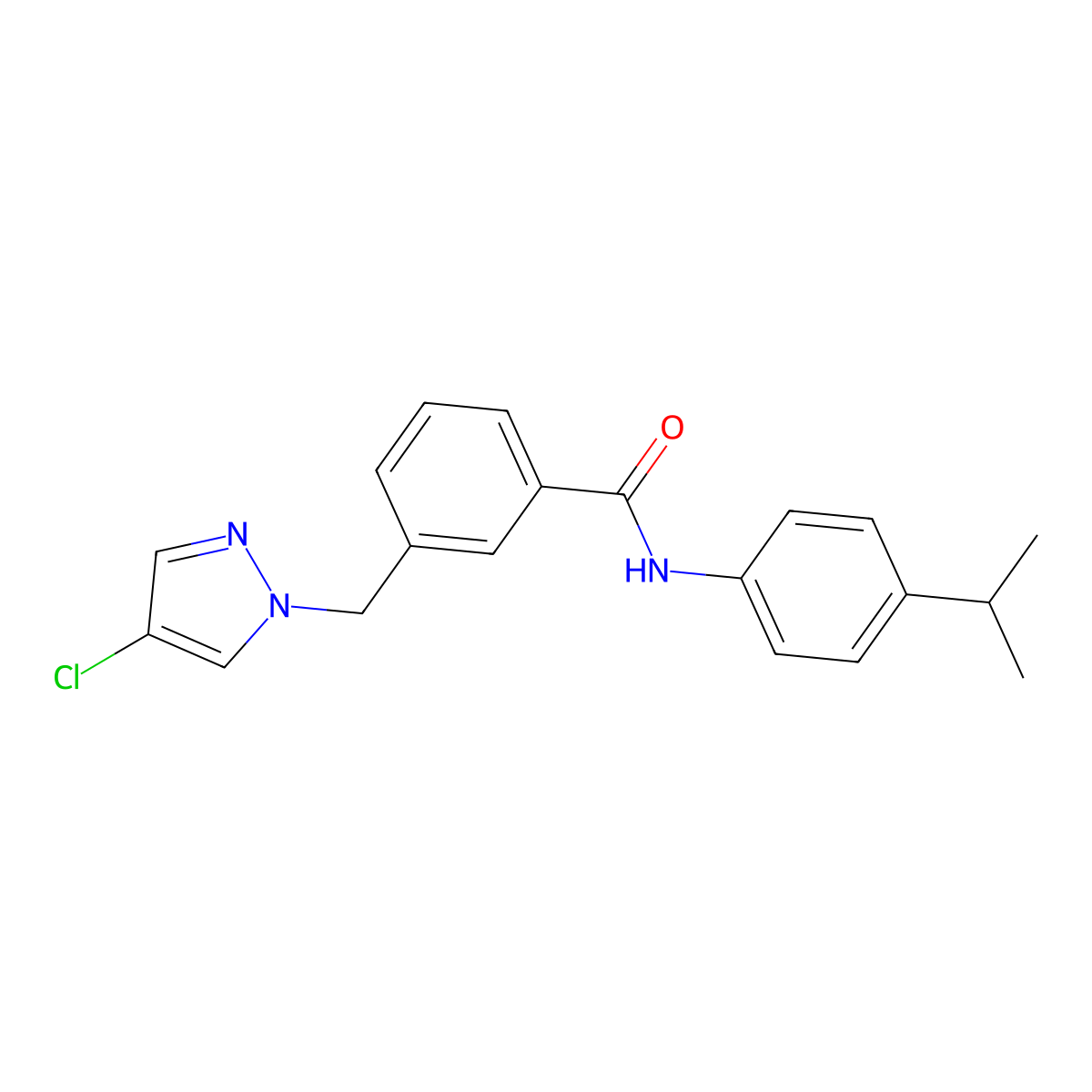 3-[(4-chloropyrazol-1-yl)methyl]-N-(4-propan-2-ylphenyl)benzamide molecular structure, CAS 514818-27-0