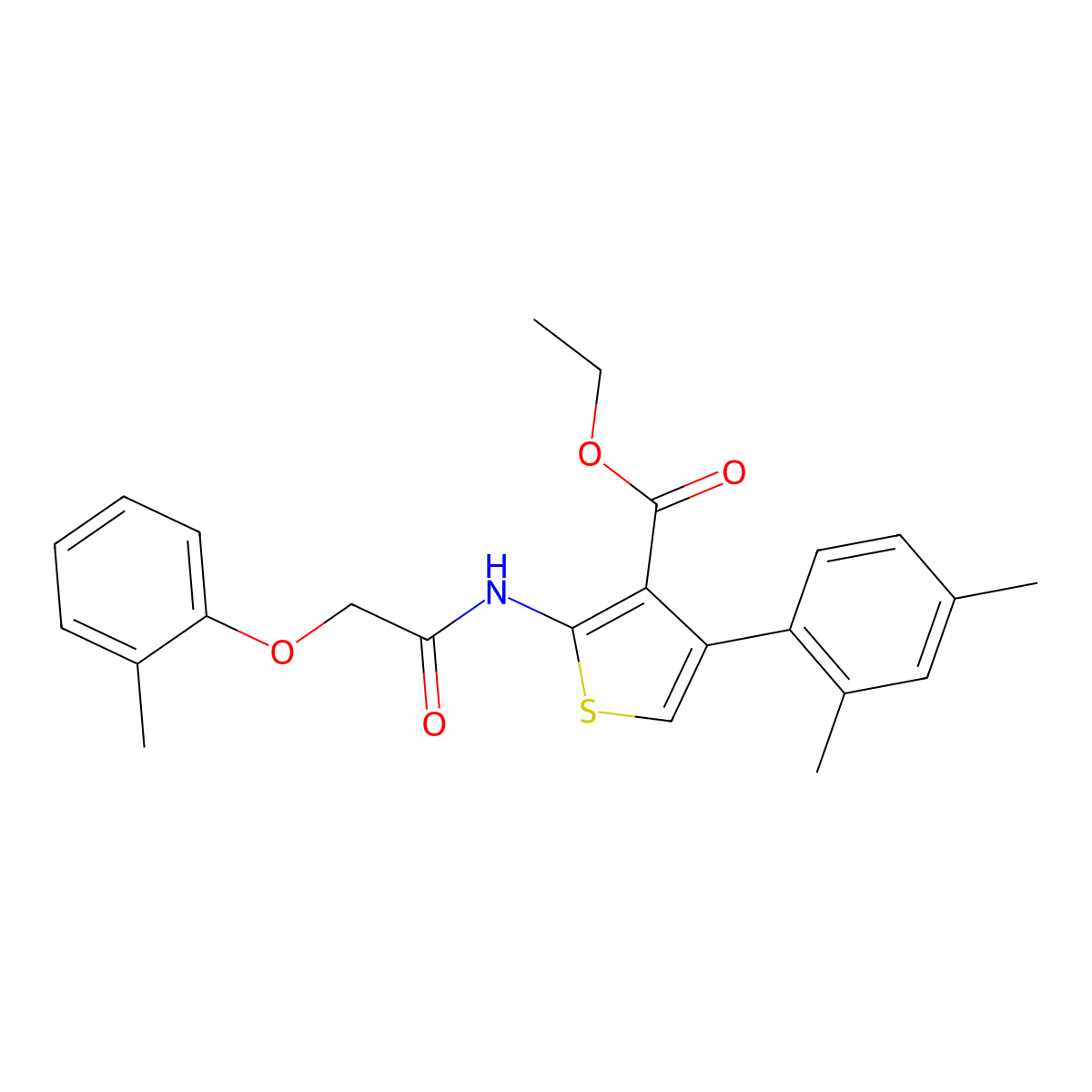 Ethyl 4-(2,4-dimethylphenyl)-2-[[2-(2-methylphenoxy)acetyl]amino]thiophene-3-carboxylate molecular structure, CAS 514818-30-5