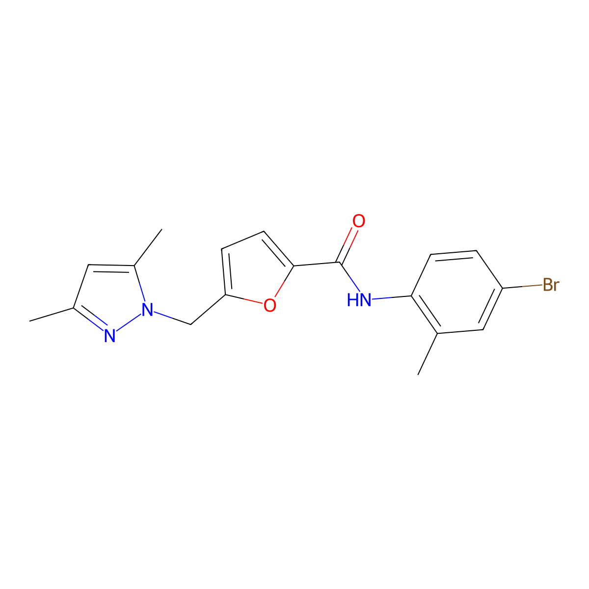 N-(4-bromo-2-methylphenyl)-5-[(3,5-dimethylpyrazol-1-yl)methyl]furan-2-carboxamide molecular structure, CAS 514818-33-8