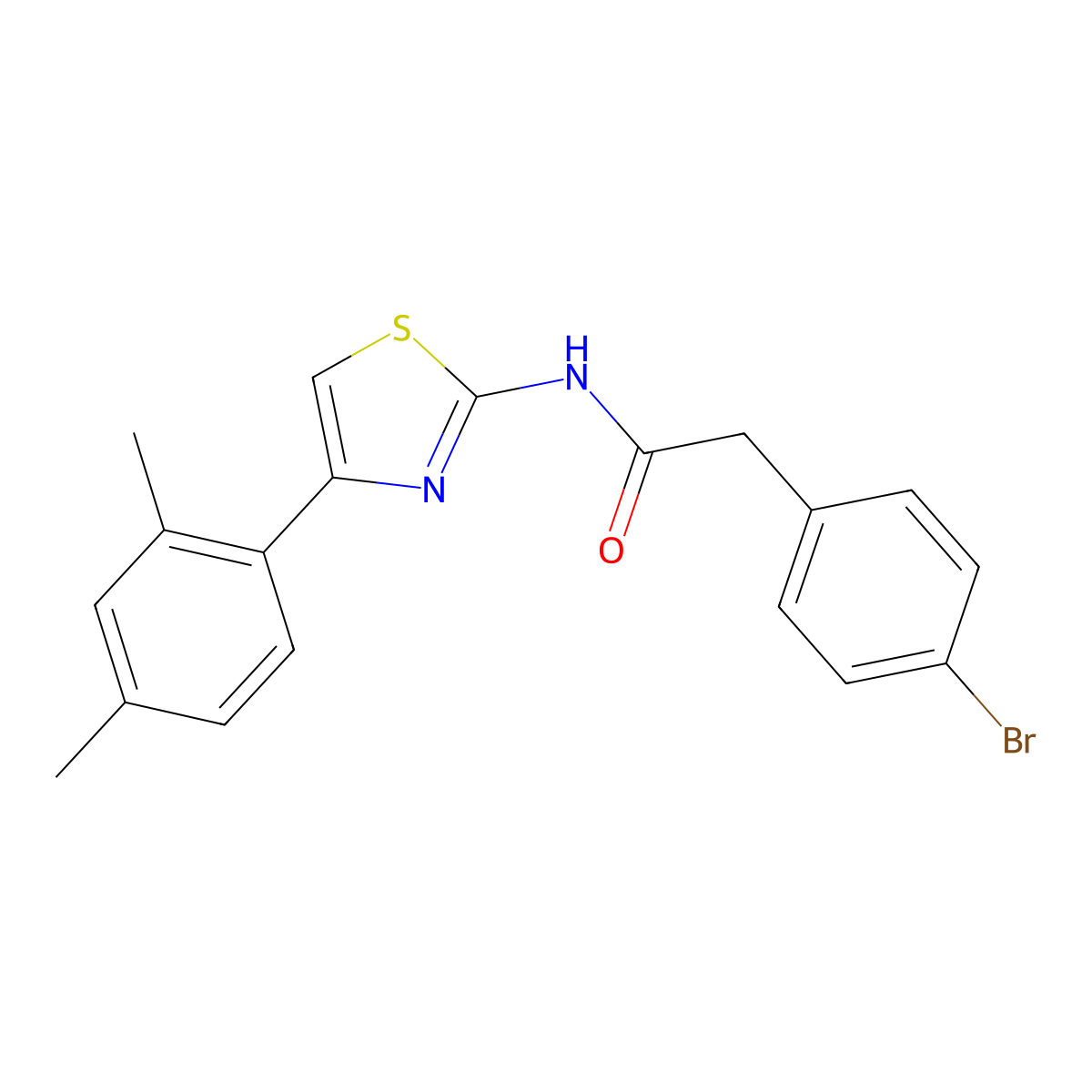 2-(4-bromophenyl)-N-[4-(2,4-dimethylphenyl)-1,3-thiazol-2-yl]acetamide molecular structure, CAS 514818-46-3