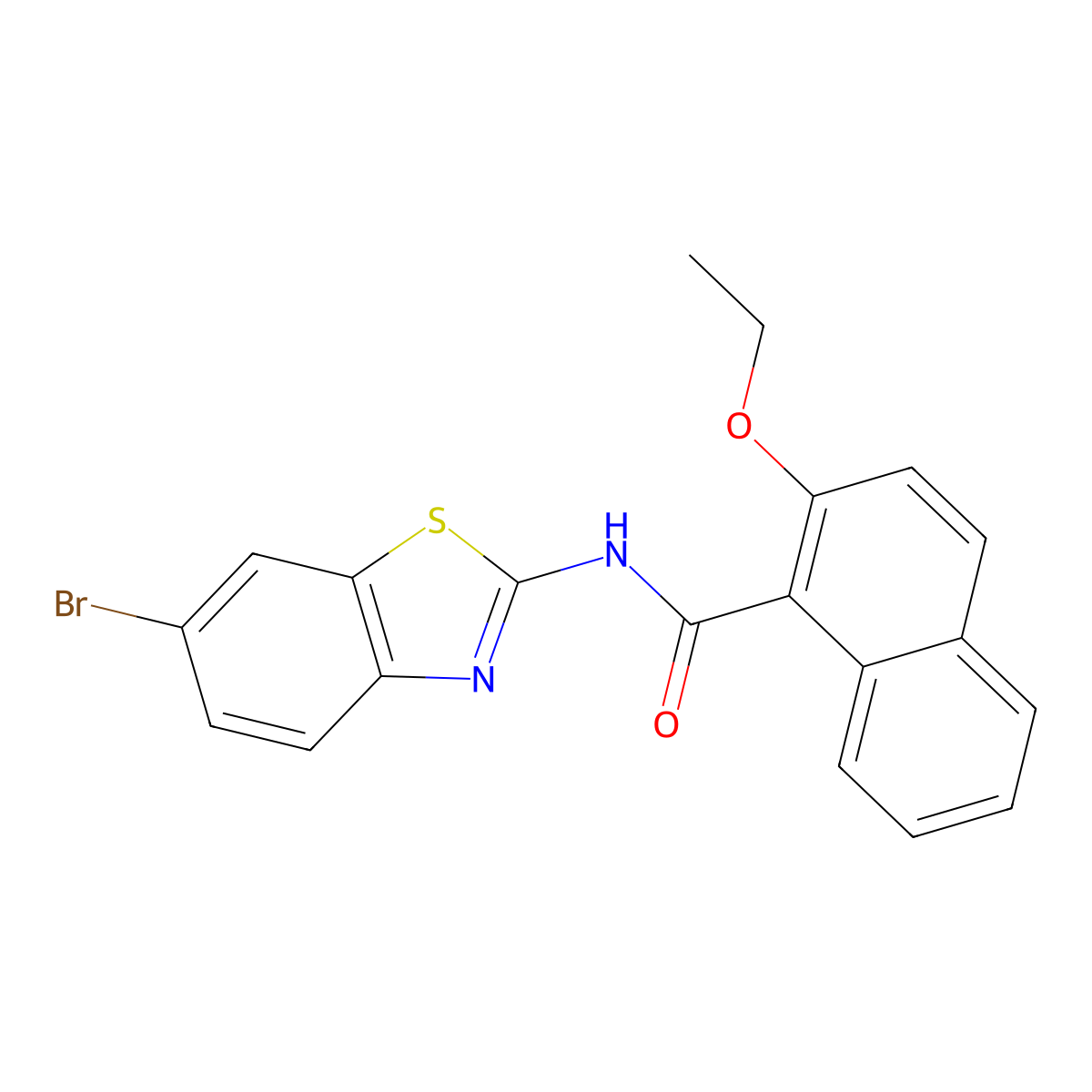 N-(6-bromo-1,3-benzothiazol-2-yl)-2-ethoxynaphthalene-1-carboxamide molecular structure, CAS 514818-49-6