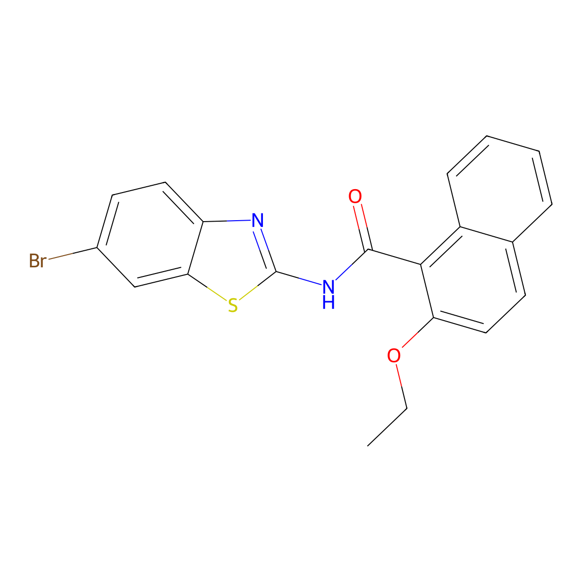 N-(6-bromo-1,3-benzothiazol-2-yl)-2-ethoxynaphthalene-1-carboxamide molecular structure, CAS 514818-49-6