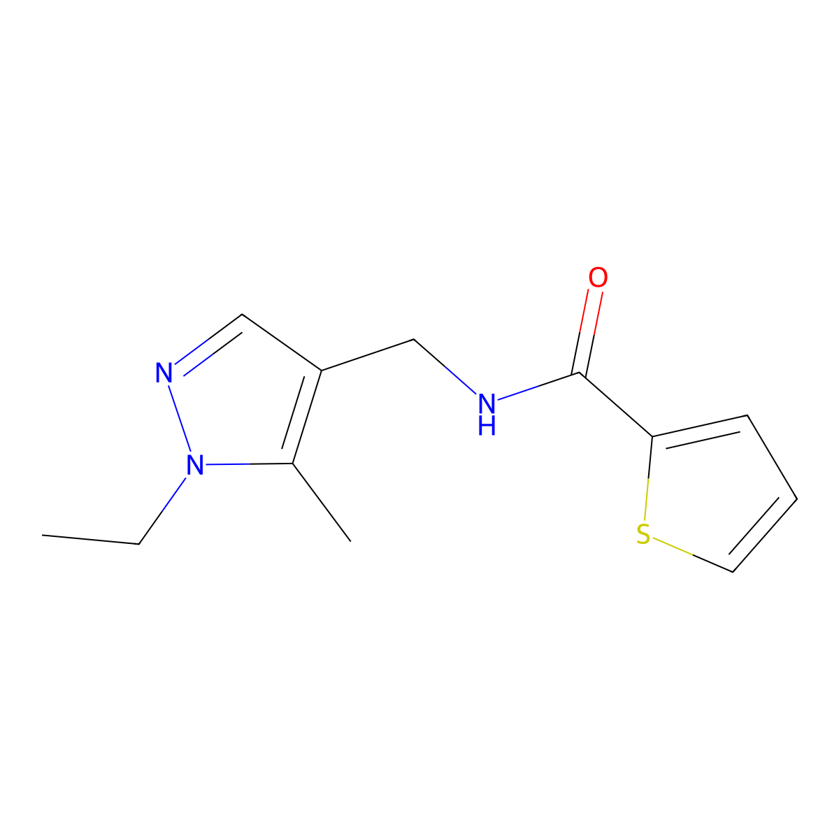 N-[(1-ethyl-5-methylpyrazol-4-yl)methyl]thiophene-2-carboxamide molecular structure, CAS 514818-51-0
