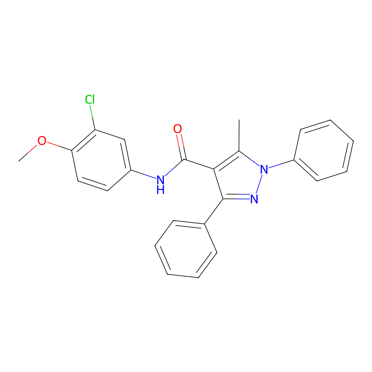 N-(3-chloro-4-methoxyphenyl)-5-methyl-1,3-diphenylpyrazole-4-carboxamide molecular structure, CAS 514818-52-1