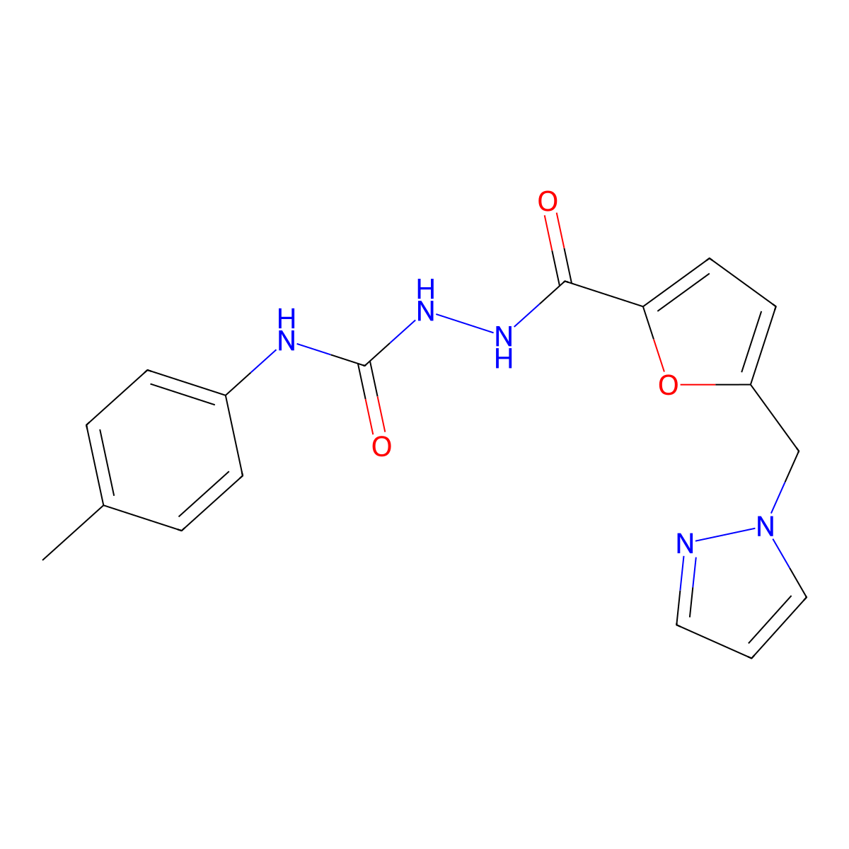 1-(4-Methylphenyl)-3-[[5-(pyrazol-1-ylmethyl)furan-2-carbonyl]amino]urea molecular structure, CAS 514818-57-6