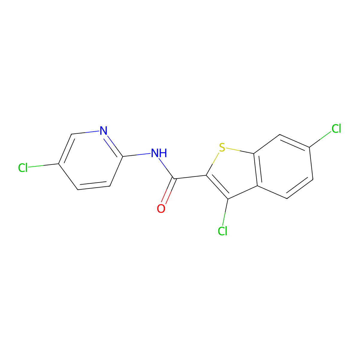 3,6-dichloro-N-(5-chloropyridin-2-yl)-1-benzothiophene-2-carboxamide molecular structure, CAS 514818-64-5