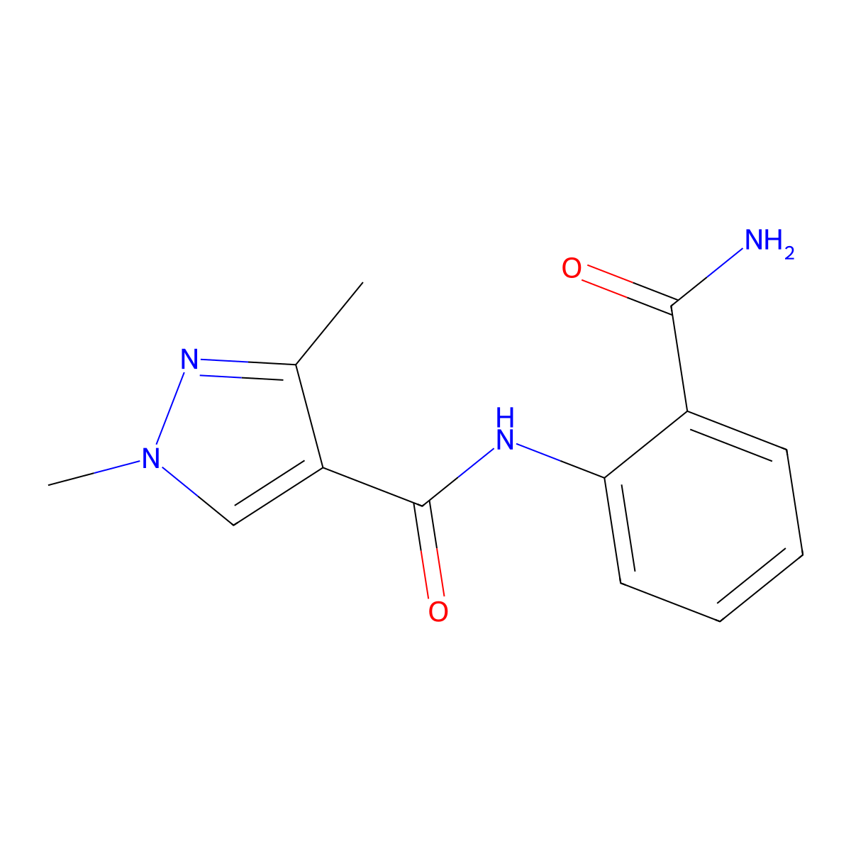 N-(2-carbamoylphenyl)-1,3-dimethylpyrazole-4-carboxamide molecular structure, CAS 514818-75-8