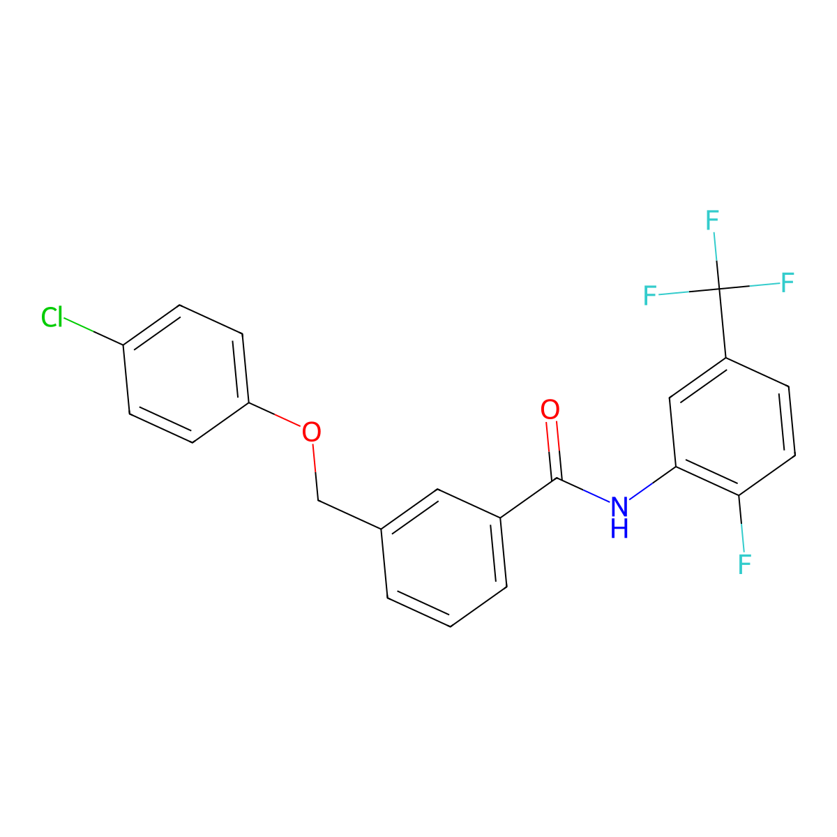 3-[(4-chlorophenoxy)methyl]-N-[2-fluoro-5-(trifluoromethyl)phenyl]benzamide molecular structure, CAS 514818-77-0