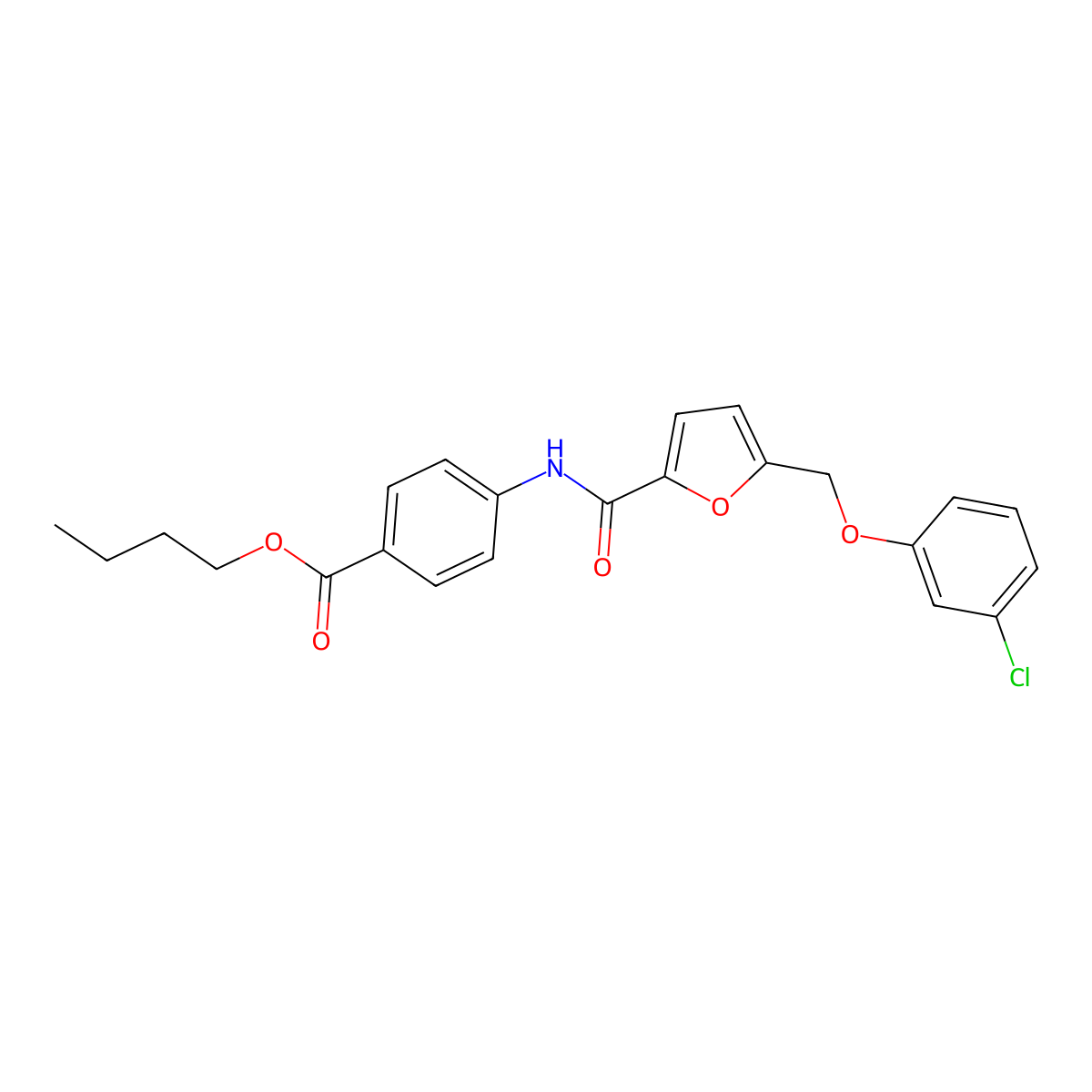 Butyl 4-({5-[(3-chlorophenoxy)methyl]-2-furoyl}amino)benzoate molecular structure, CAS 514818-93-0