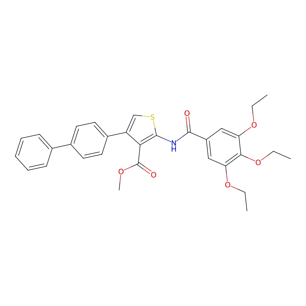 Methyl 4-(4-phenylphenyl)-2-[(3,4,5-triethoxybenzoyl)amino]thiophene-3-carboxylate molecular structure, CAS 514819-04-6