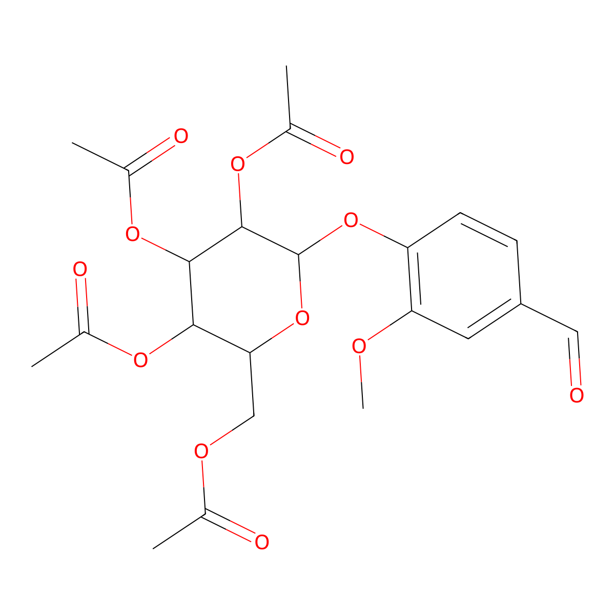 4-formyl-2-methoxyphenyl 2,3,4,6-tetra-O-acetylhexopyranoside molecular structure, CAS 51482-43-0