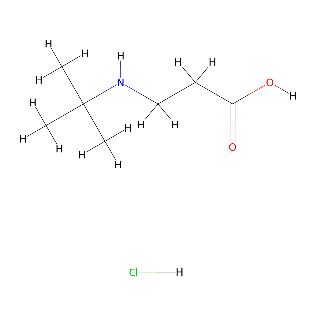 3-(Tert-butylamino)propanoic acid hydrochloride molecular structure, CAS 51482-99-6