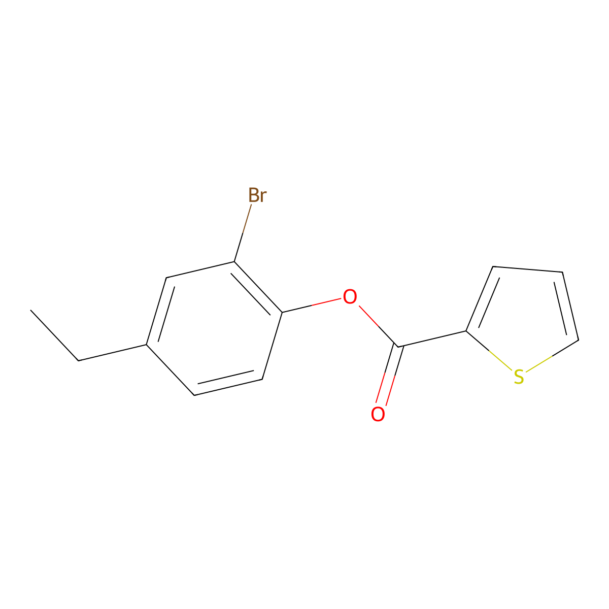 2-Bromo-4-ethylphenyl thiophene-2-carboxylate molecular structure, CAS 514823-92-8