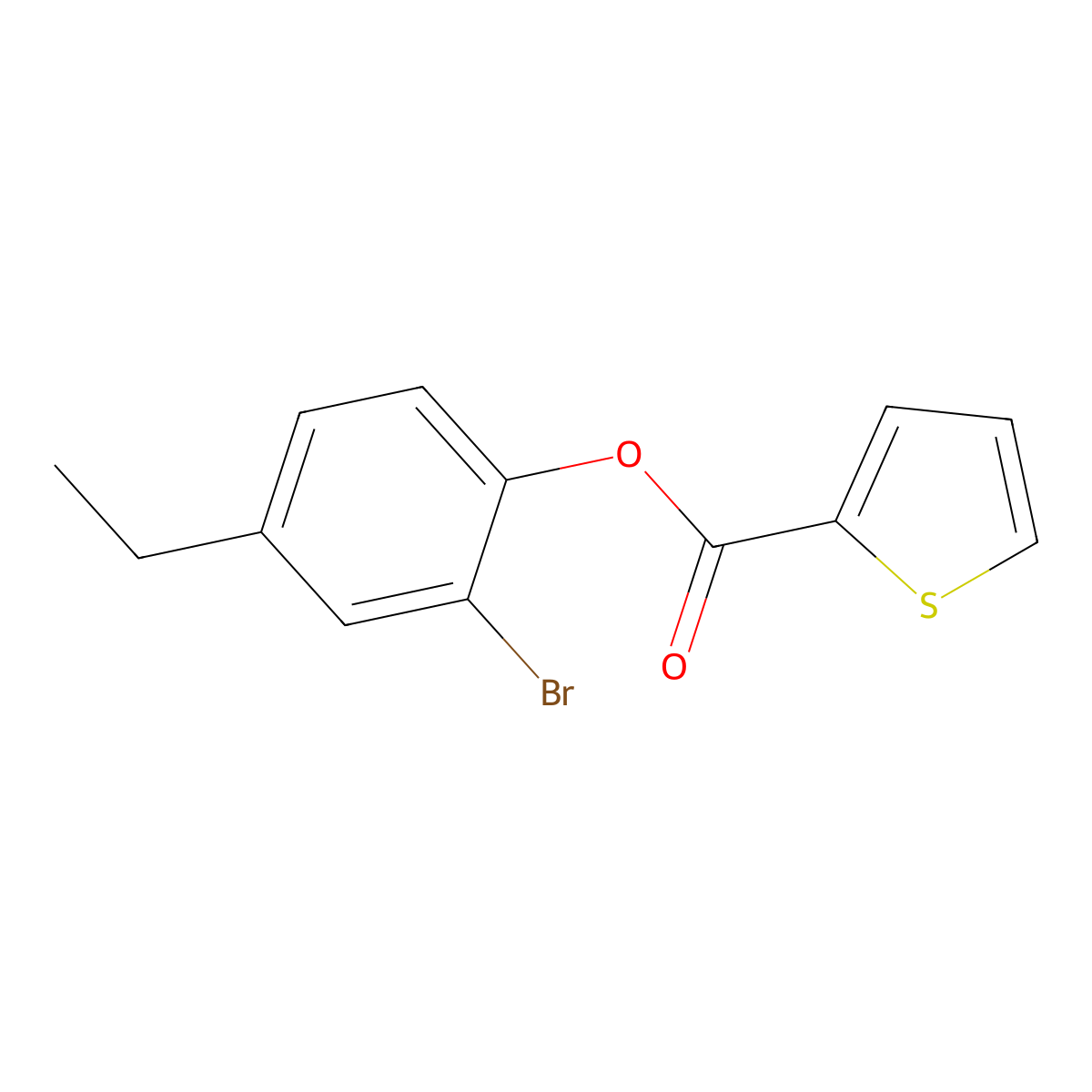 2-Bromo-4-ethylphenyl thiophene-2-carboxylate molecular structure, CAS 514823-92-8