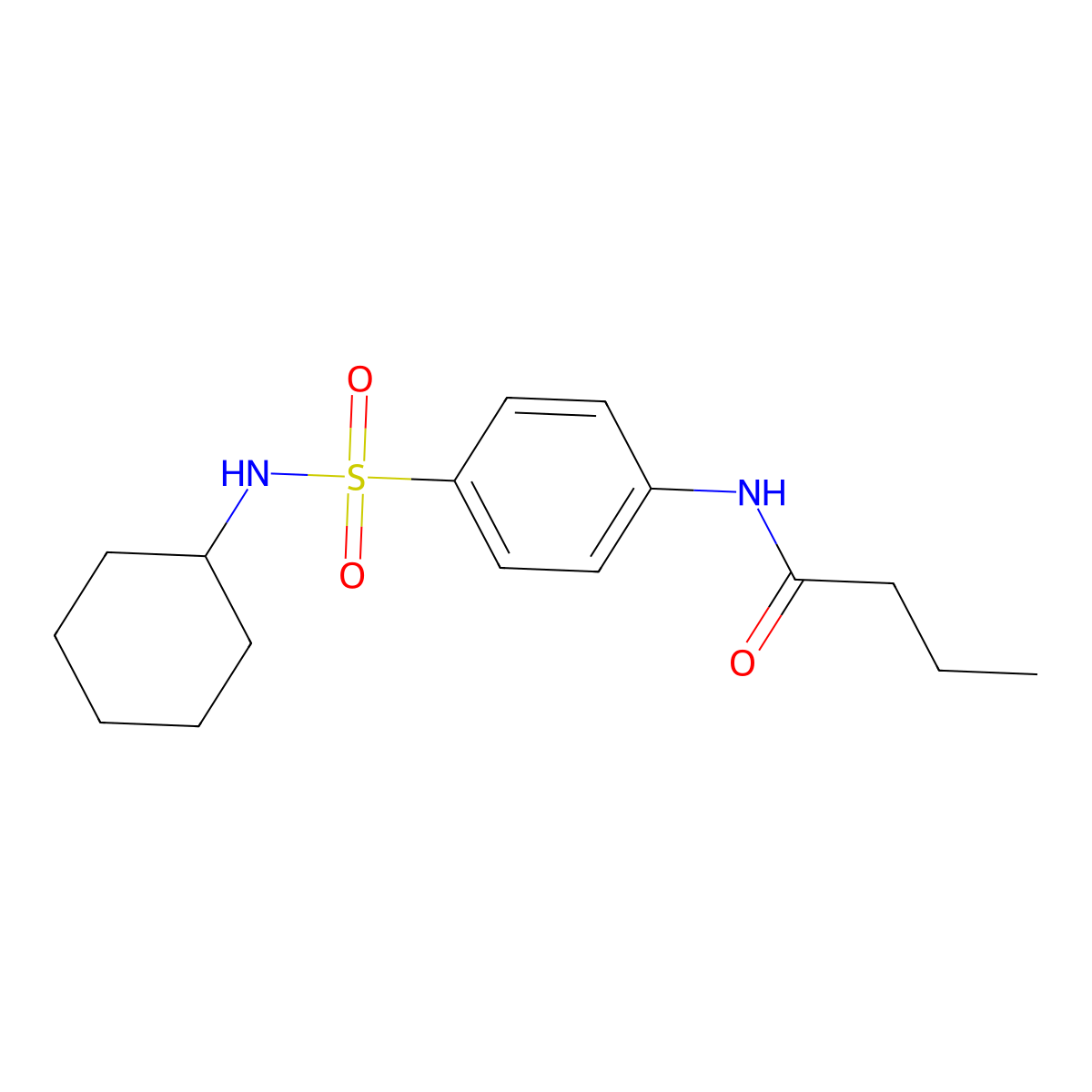 N-{4-[(cyclohexylamino)sulfonyl]phenyl}butanamide molecular structure, CAS 514825-26-4