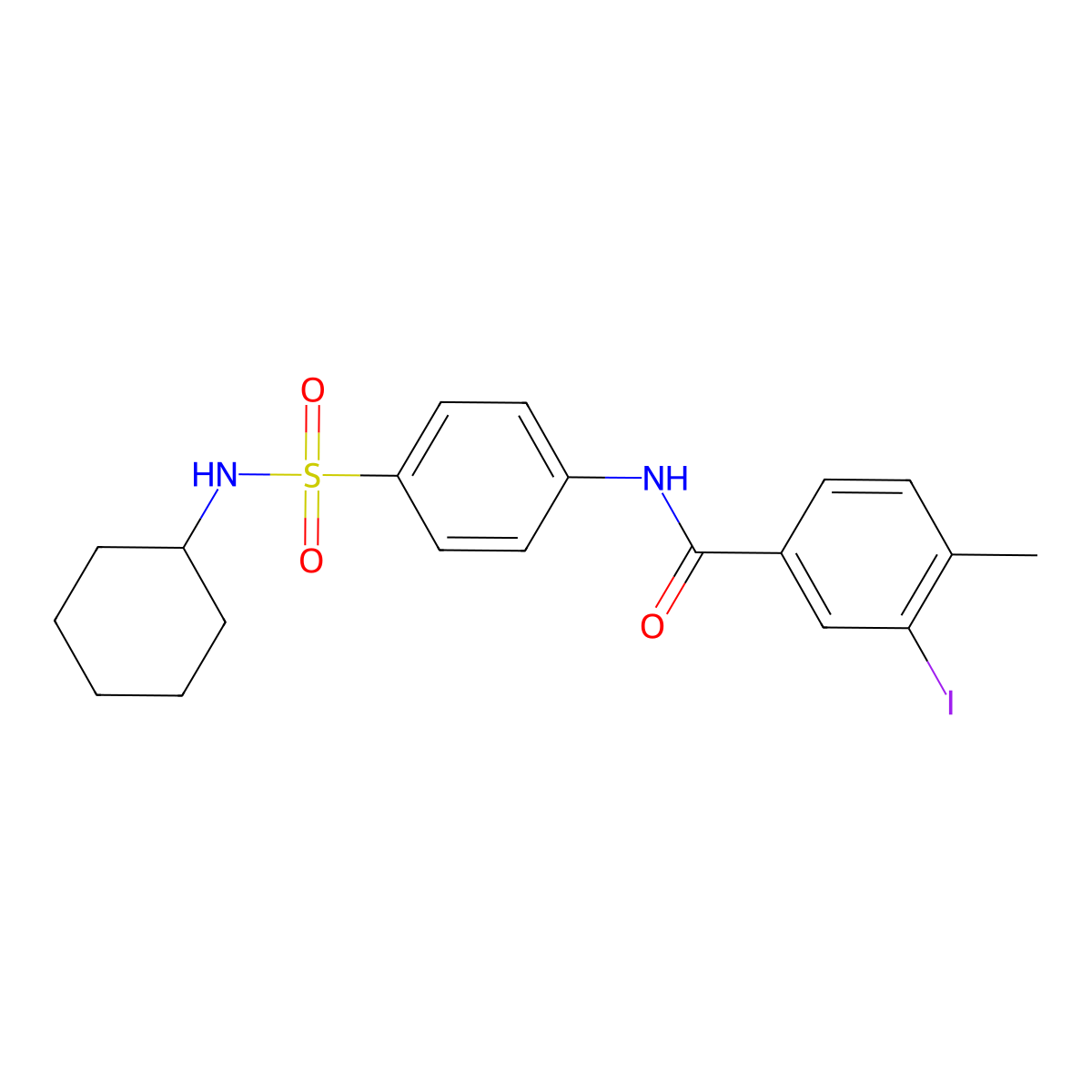 N-[4-(cyclohexylsulfamoyl)phenyl]-3-iodo-4-methylbenzamide molecular structure, CAS 514825-55-9