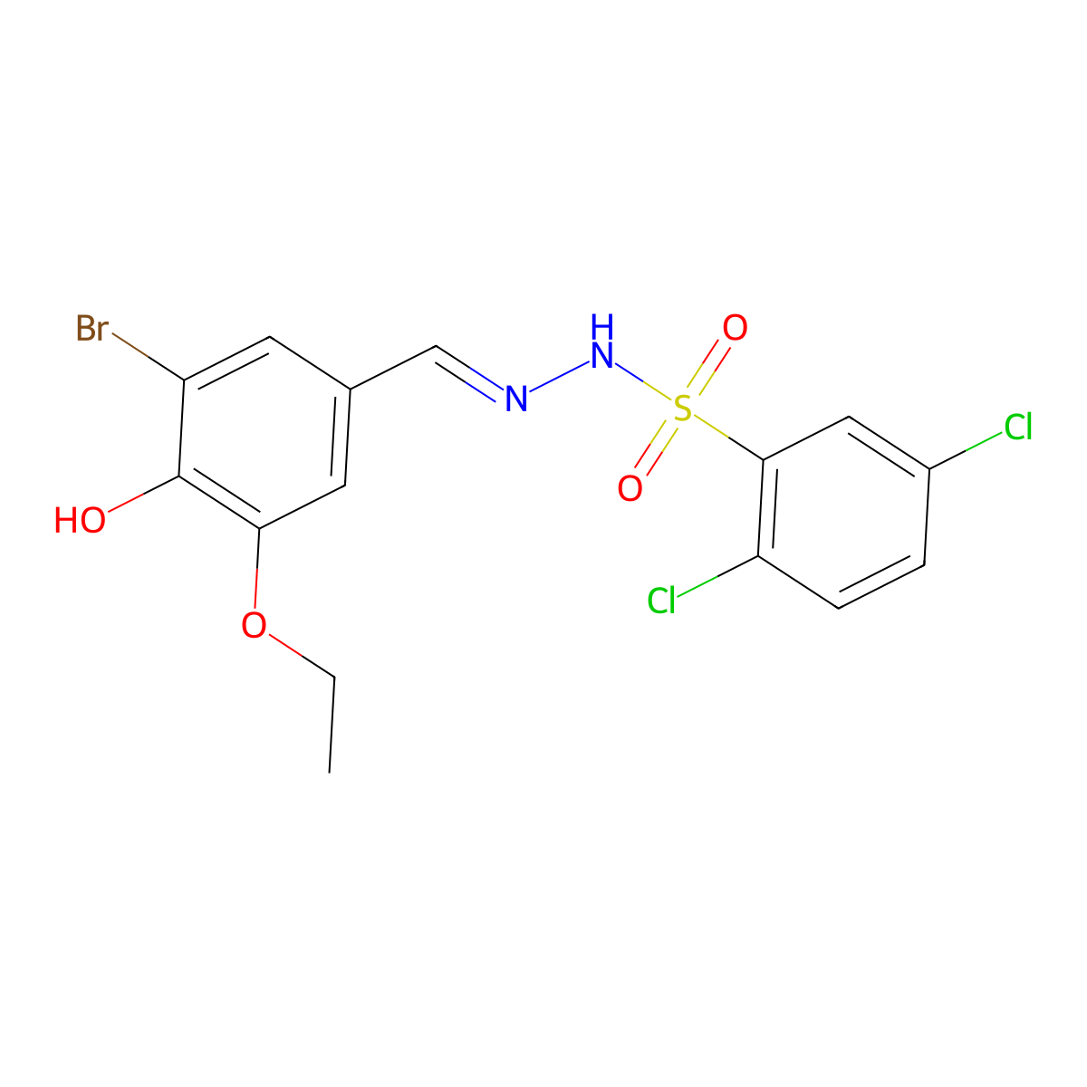 (Z)-N'-(3-bromo-5-ethoxy-4-hydroxybenzylidene)-2,5-dichlorobenzenesulfonohydrazide molecular structure, CAS 514836-21-6