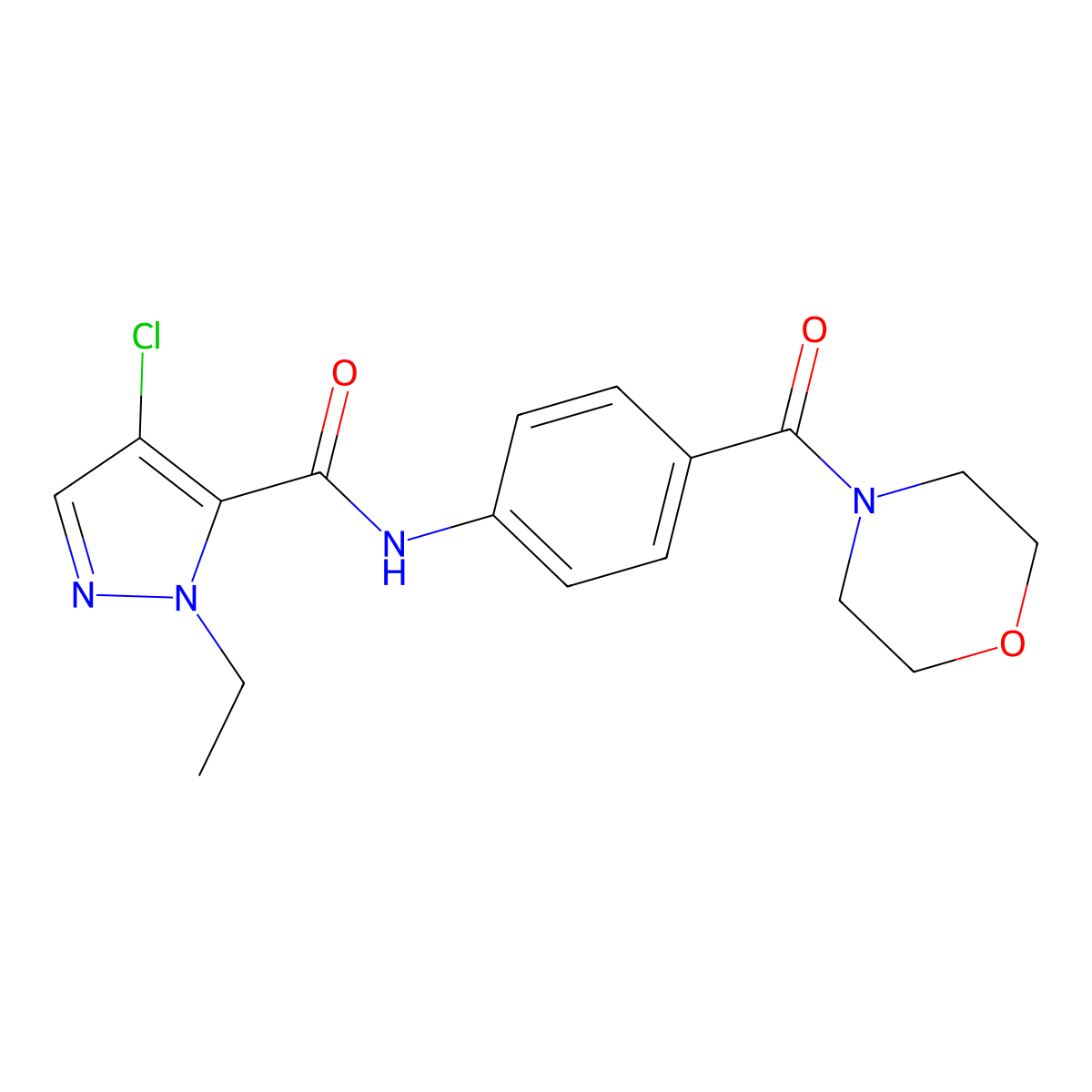 4-chloro-2-ethyl-N-[4-(morpholine-4-carbonyl)phenyl]pyrazole-3-carboxamide molecular structure, CAS 514836-23-8