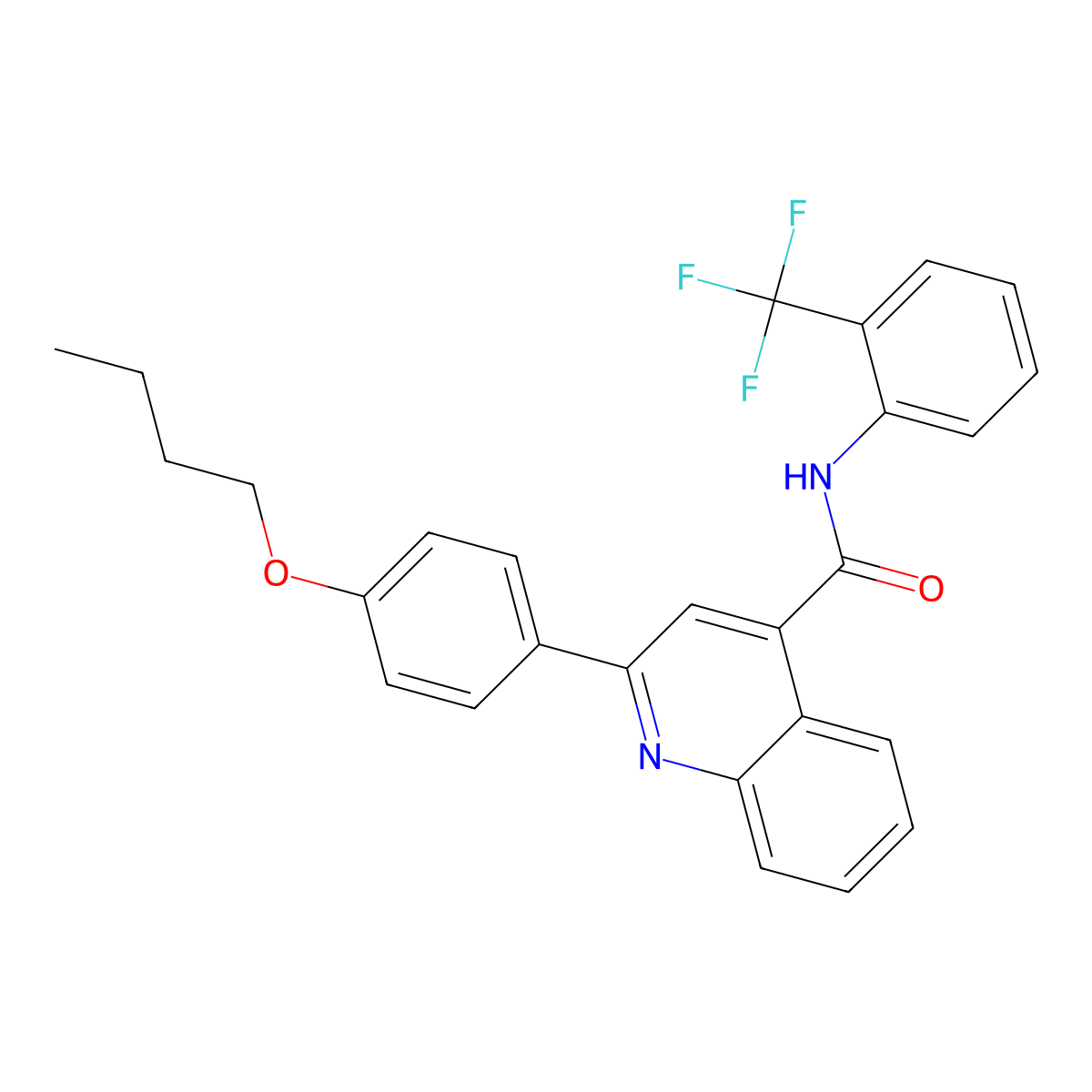 2-(4-butoxyphenyl)-N-[2-(trifluoromethyl)phenyl]quinoline-4-carboxamide molecular structure, CAS 514836-77-2