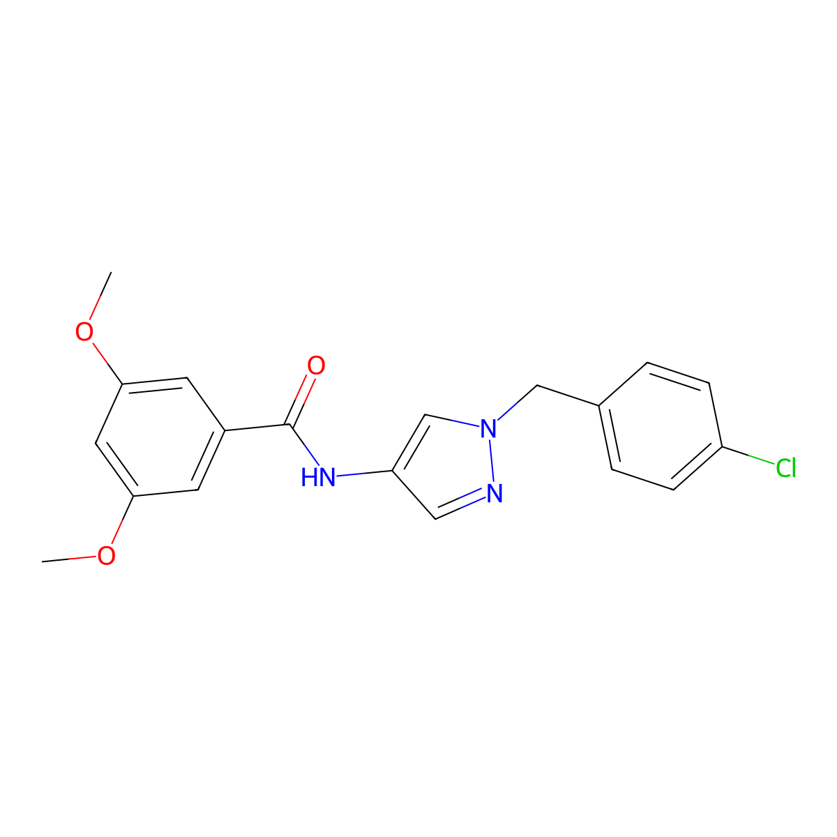 N-[1-[(4-chlorophenyl)methyl]pyrazol-4-yl]-3,5-dimethoxybenzamide molecular structure, CAS 514836-88-5