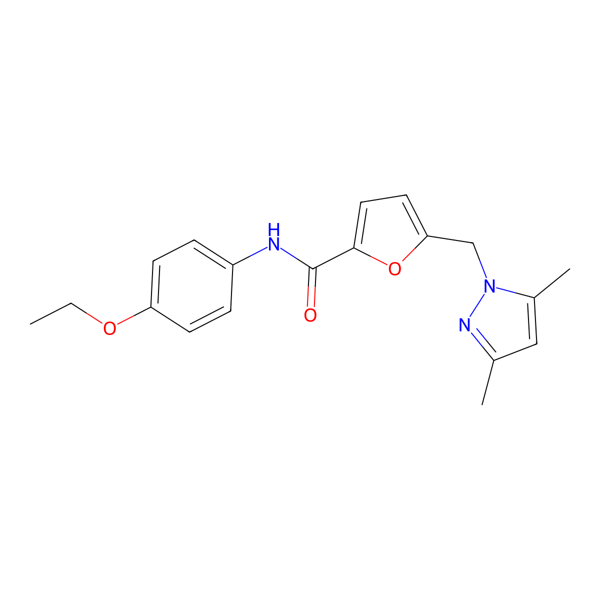 5-[(3,5-dimethylpyrazol-1-yl)methyl]-N-(4-ethoxyphenyl)furan-2-carboxamide molecular structure, CAS 514836-93-2