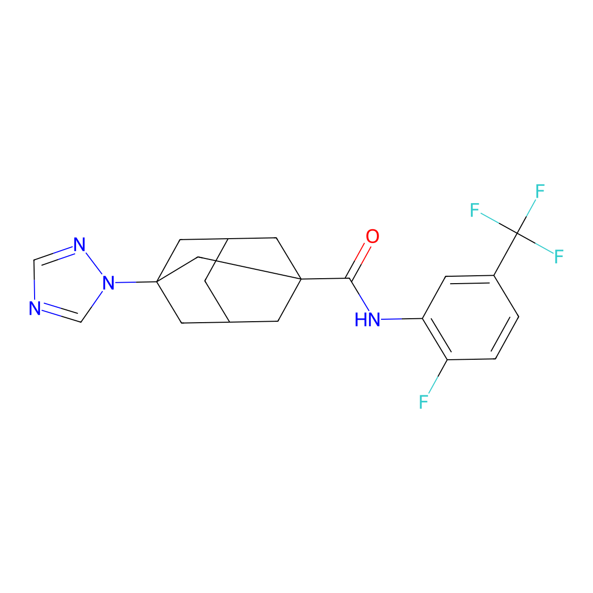 N-[2-fluoro-5-(trifluoromethyl)phenyl]-3-(1,2,4-triazol-1-yl)adamantane-1-carboxamide molecular structure, CAS 514837-52-6