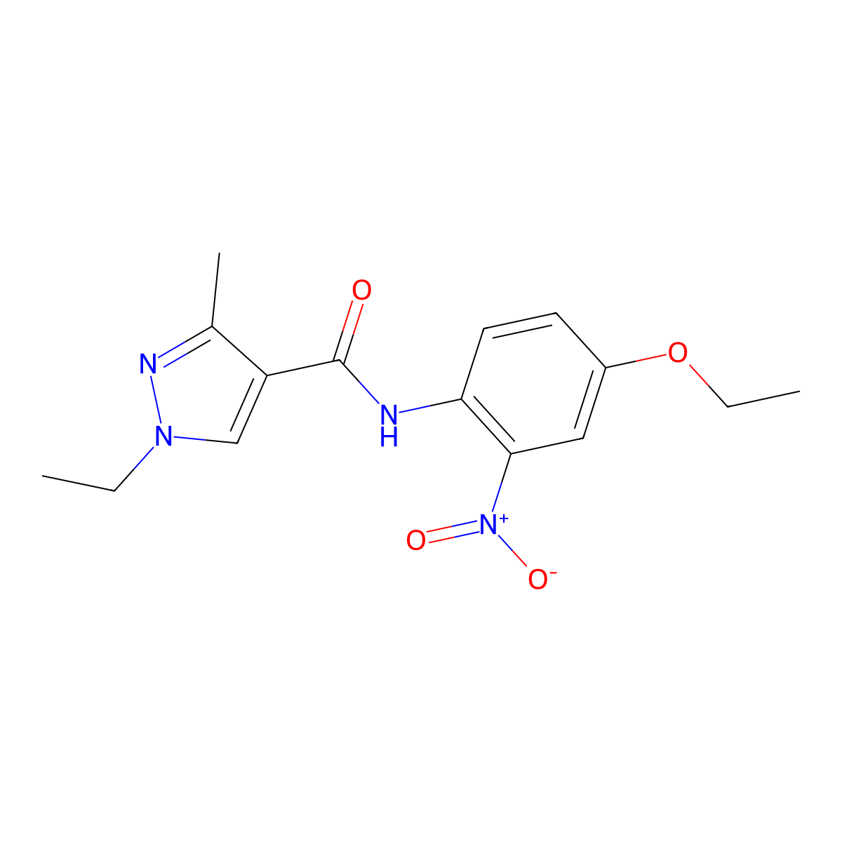 N-(4-ethoxy-2-nitrophenyl)-1-ethyl-3-methylpyrazole-4-carboxamide molecular structure, CAS 514838-14-3