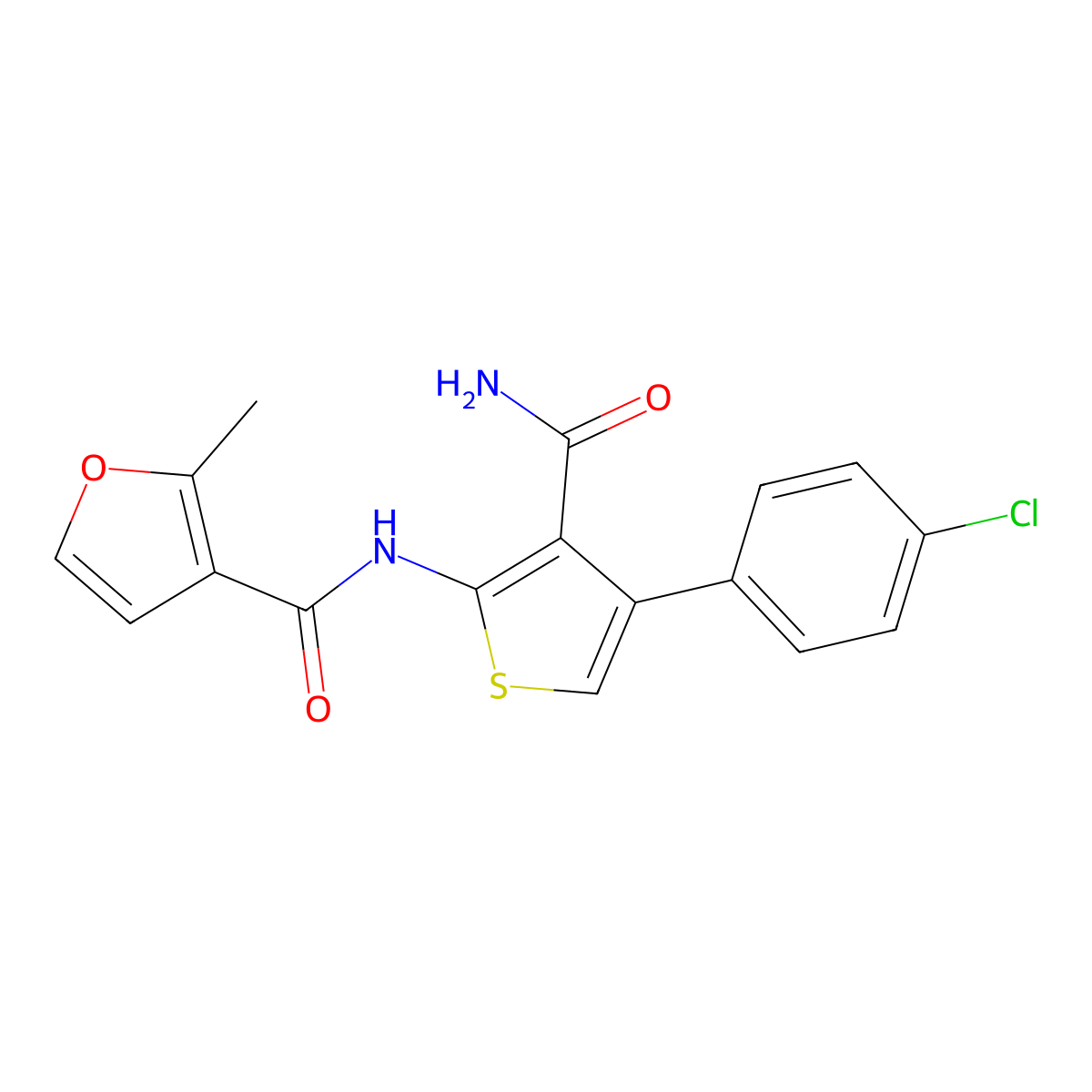N-[3-carbamoyl-4-(4-chlorophenyl)thiophen-2-yl]-2-methylfuran-3-carboxamide molecular structure, CAS 514838-19-8
