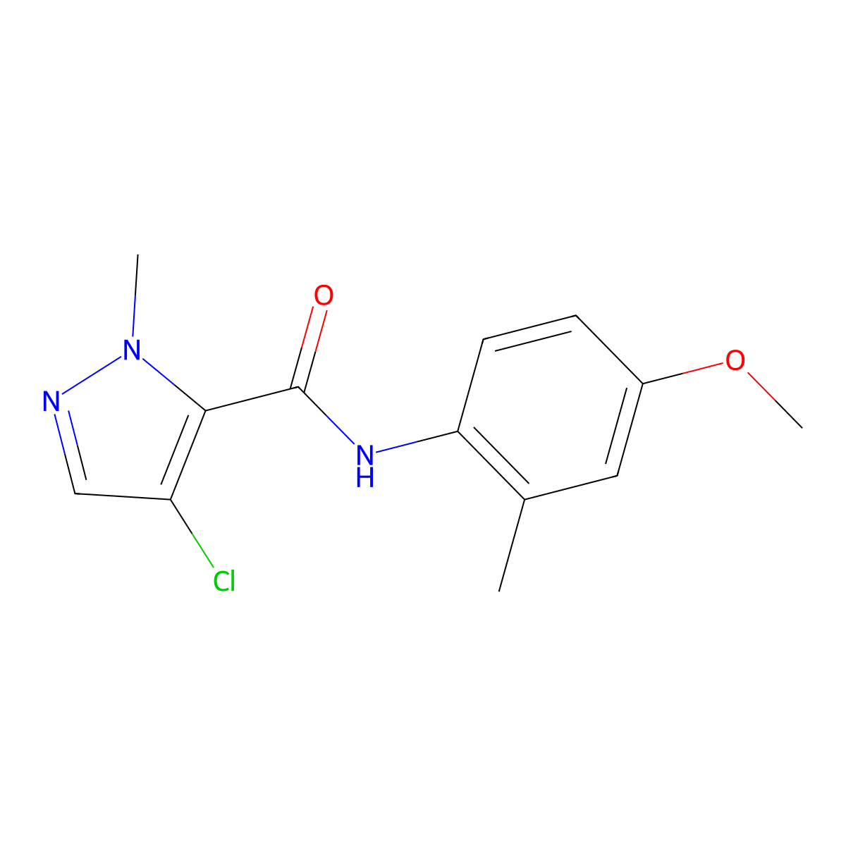 4-chloro-N-(4-methoxy-2-methylphenyl)-2-methylpyrazole-3-carboxamide molecular structure, CAS 514838-46-1