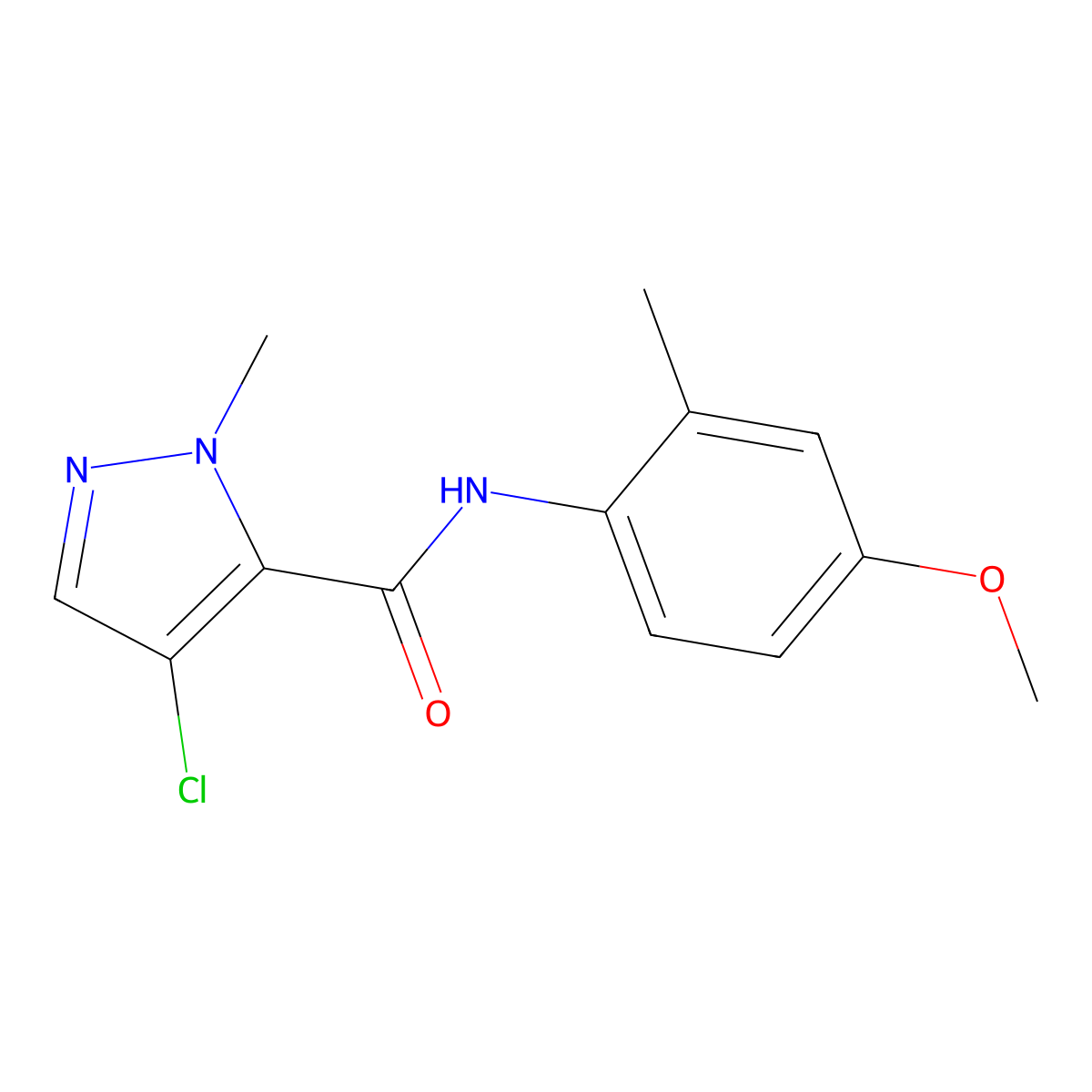 4-chloro-N-(4-methoxy-2-methylphenyl)-2-methylpyrazole-3-carboxamide molecular structure, CAS 514838-46-1