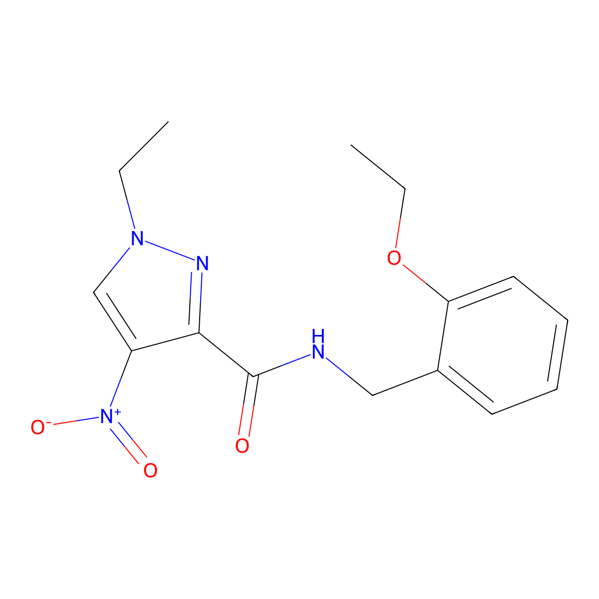 N-(2-ethoxybenzyl)-1-ethyl-4-nitro-1H-pyrazole-3-carboxamide molecular structure, CAS 514838-56-3