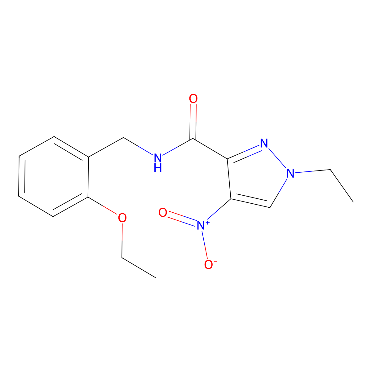 N-(2-ethoxybenzyl)-1-ethyl-4-nitro-1H-pyrazole-3-carboxamide molecular structure, CAS 514838-56-3