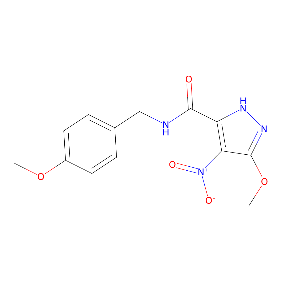 3-methoxy-N-(4-methoxybenzyl)-4-nitro-1H-pyrazole-5-carboxamide molecular structure, CAS 514838-71-2