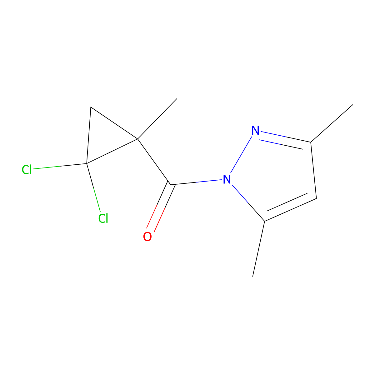 (2,2-dichloro-1-methylcyclopropyl)(3,5-dimethyl-1H-pyrazol-1-yl)methanone molecular structure, CAS 514838-83-6