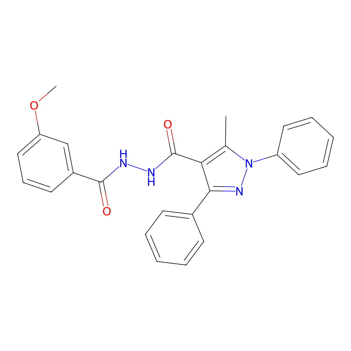 N'-(3-methoxybenzoyl)-5-methyl-1,3-diphenylpyrazole-4-carbohydrazide molecular structure, CAS 514839-23-7