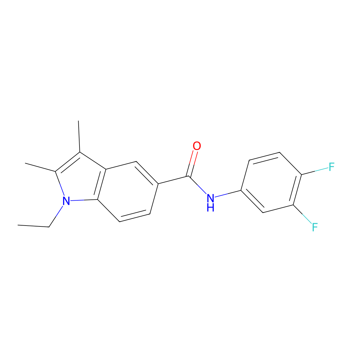 N-(3,4-difluorophenyl)-1-ethyl-2,3-dimethyl-1H-indole-5-carboxamide molecular structure, CAS 514839-36-2
