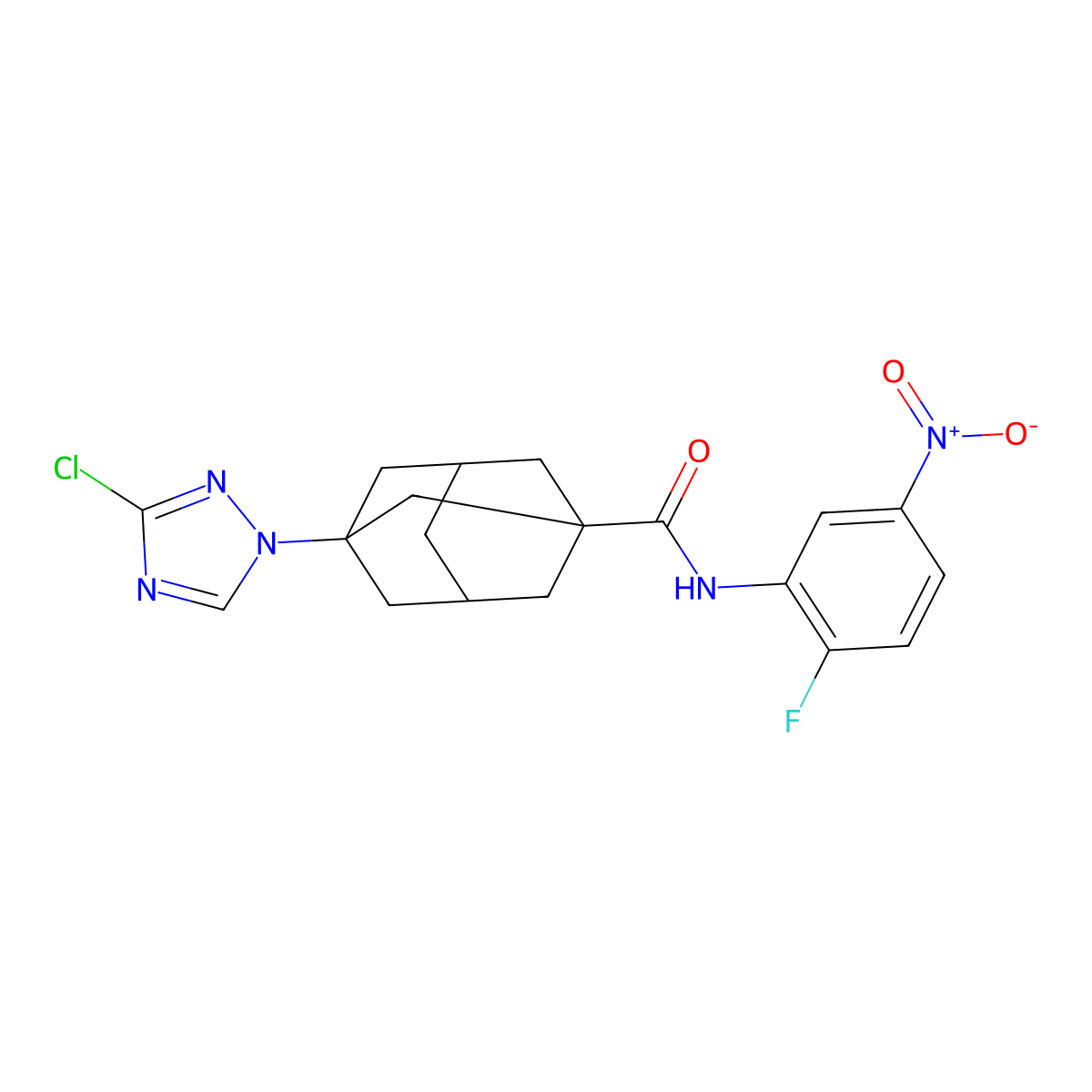 3-(3-chloro-1,2,4-triazol-1-yl)-N-(2-fluoro-5-nitrophenyl)adamantane-1-carboxamide molecular structure, CAS 514839-58-8