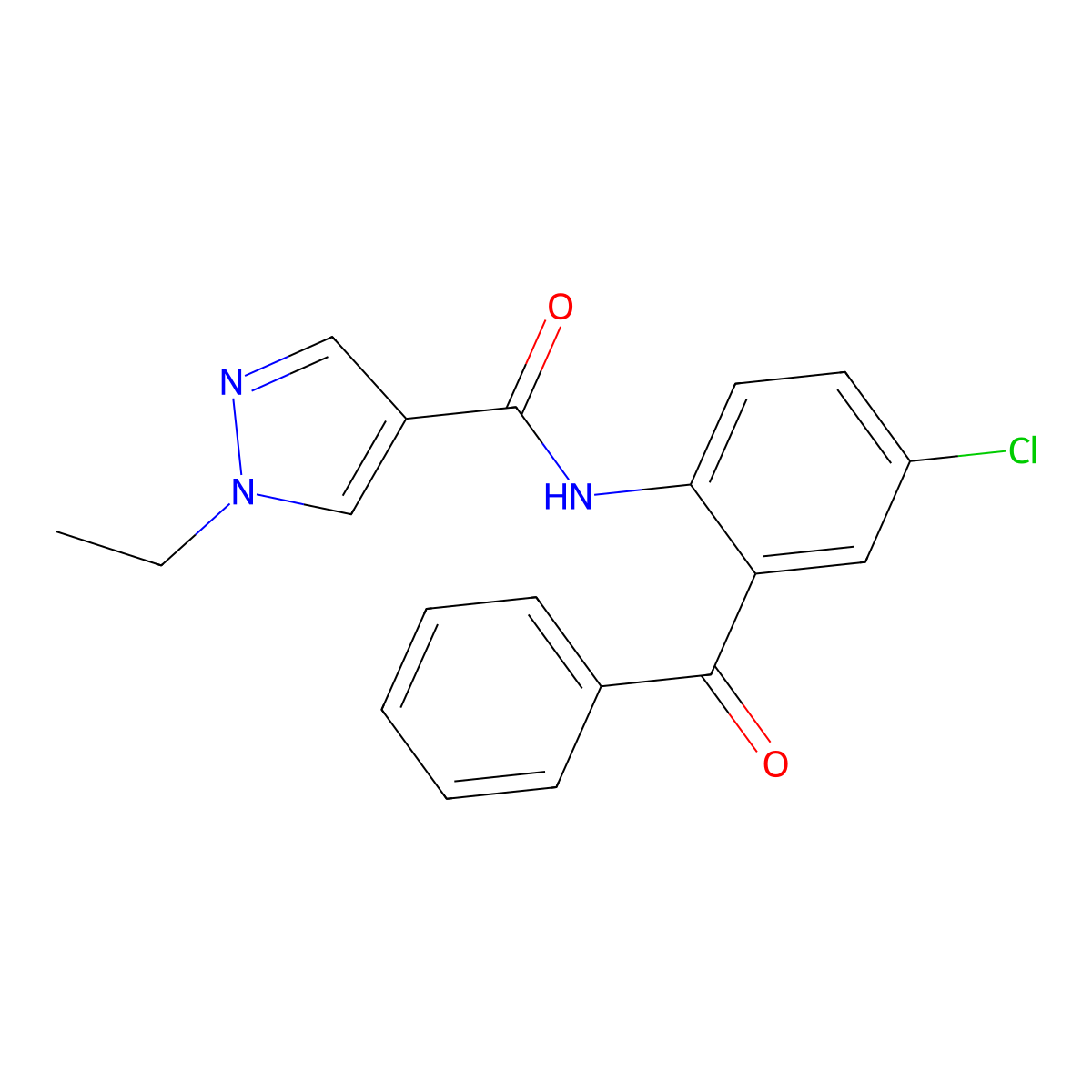 N-(2-benzoyl-4-chlorophenyl)-1-ethylpyrazole-4-carboxamide molecular structure, CAS 514839-89-5