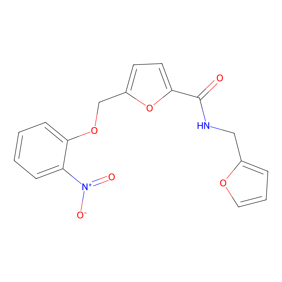N-(2-furylmethyl)-5-({2-nitrophenoxy}methyl)-2-furamide molecular structure, CAS 514840-30-3