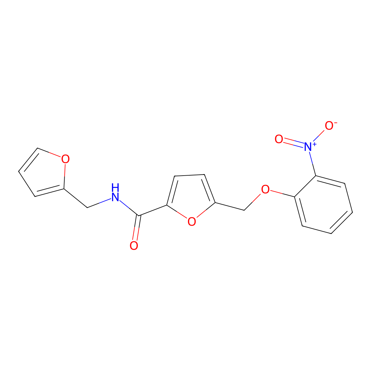 N-(2-furylmethyl)-5-({2-nitrophenoxy}methyl)-2-furamide molecular structure, CAS 514840-30-3