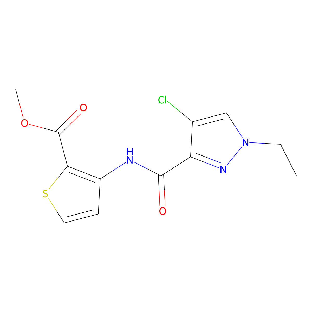 methyl 3-{[(4-chloro-1-ethyl-1H-pyrazol-3-yl)carbonyl]amino}-2-thiophenecarboxylate molecular structure, CAS 514840-46-1