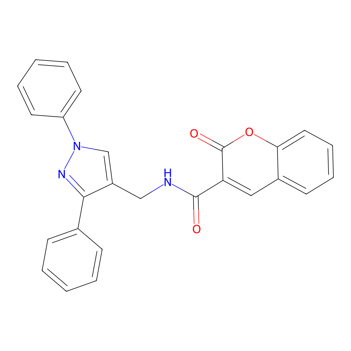 N-[(1,3-diphenylpyrazol-4-yl)methyl]-2-oxochromene-3-carboxamide molecular structure, CAS 514840-58-5