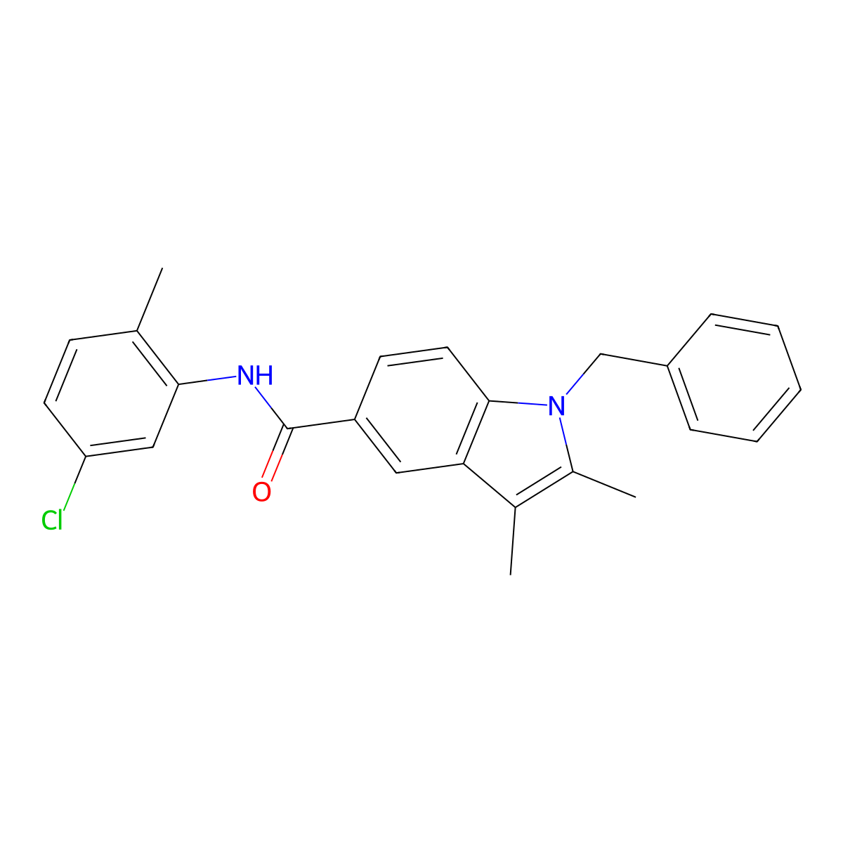 1-benzyl-N-(5-chloro-2-methylphenyl)-2,3-dimethyl-1H-indole-5-carboxamide molecular structure, CAS 514840-75-6