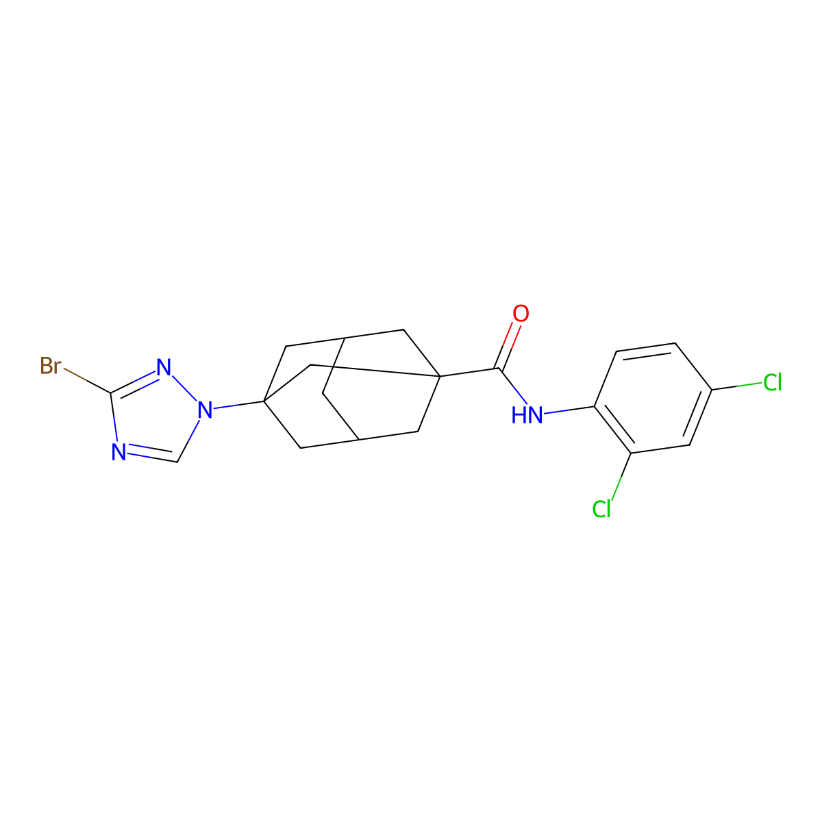 3-(3-bromo-1,2,4-triazol-1-yl)-N-(2,4-dichlorophenyl)adamantane-1-carboxamide molecular structure, CAS 514840-99-4