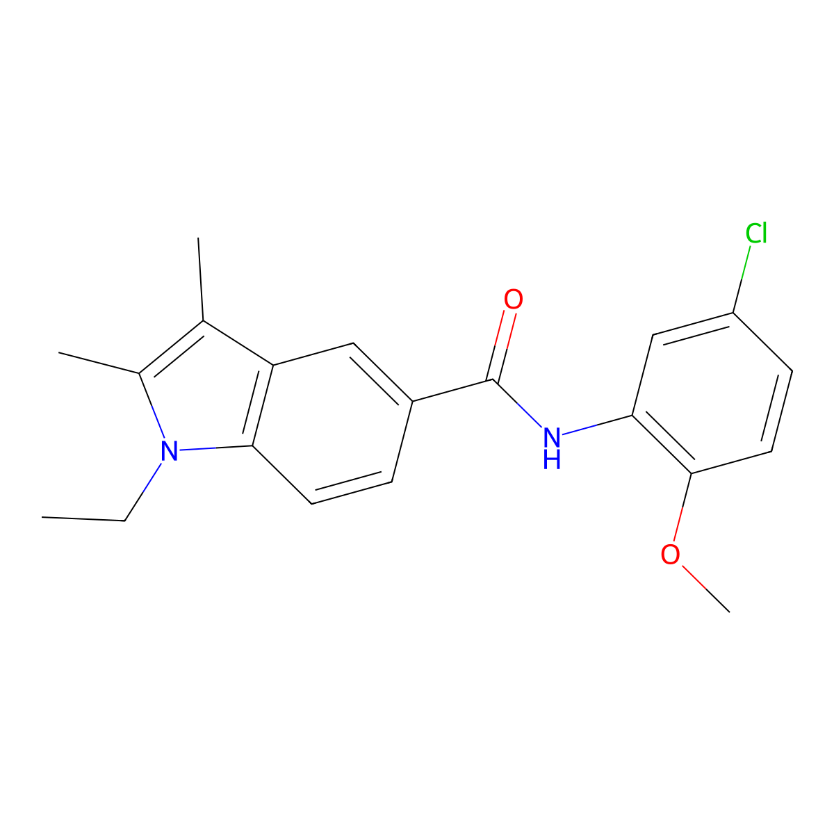 N-(5-chloro-2-methoxyphenyl)-1-ethyl-2,3-dimethylindole-5-carboxamide molecular structure, CAS 514841-19-1