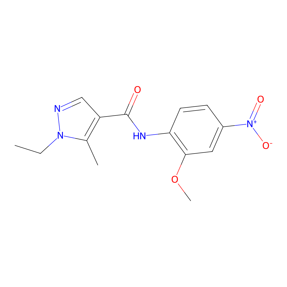 1-ethyl-N-(2-methoxy-4-nitrophenyl)-5-methylpyrazole-4-carboxamide molecular structure, CAS 514841-28-2