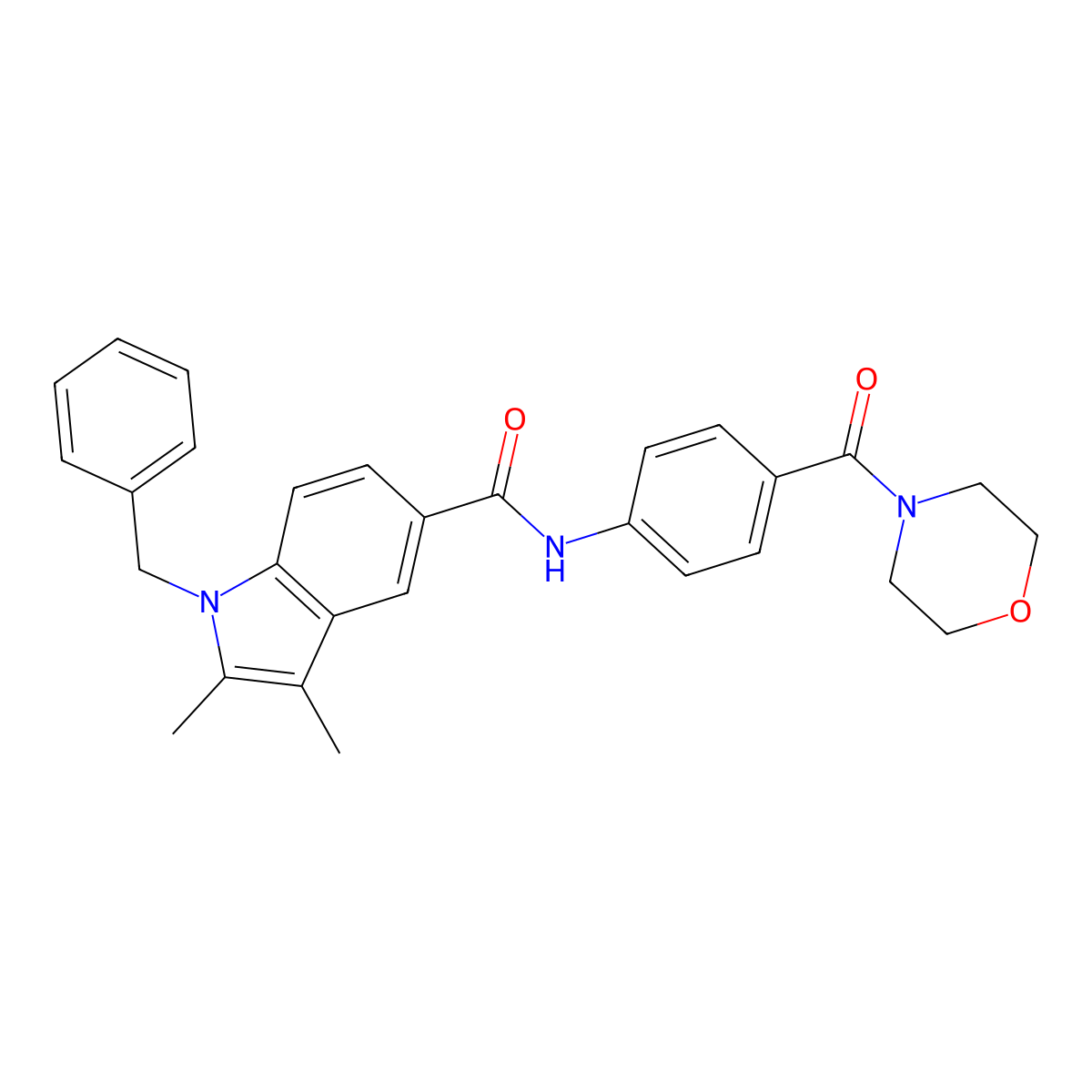 1-benzyl-2,3-dimethyl-N-[4-(morpholine-4-carbonyl)phenyl]indole-5-carboxamide molecular structure, CAS 514841-32-8