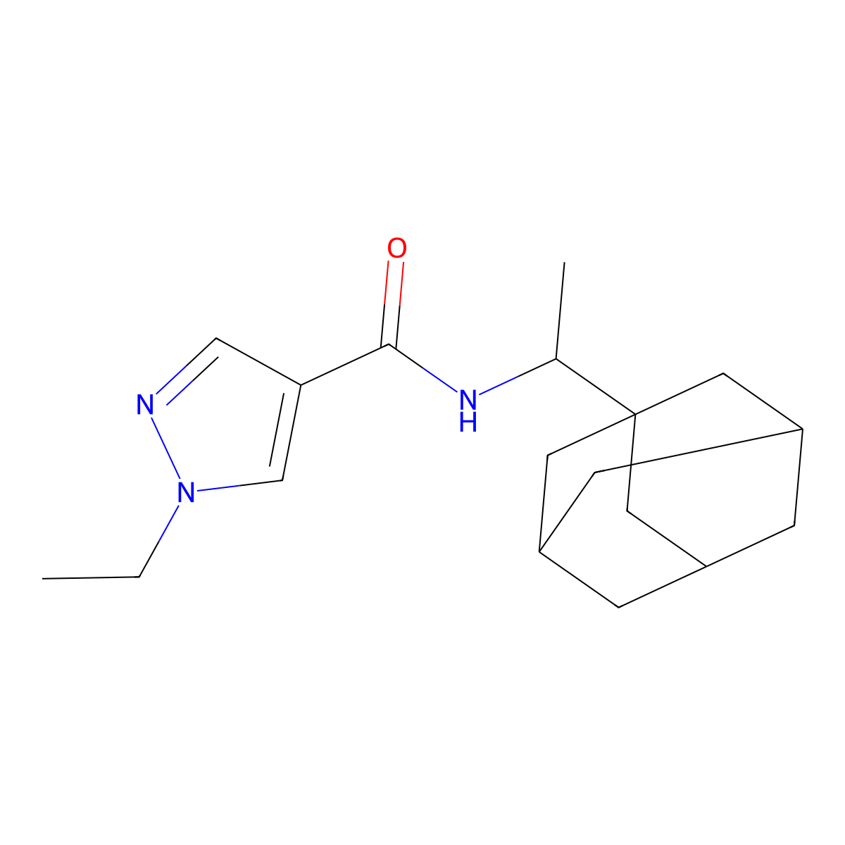 N-[1-(1-adamantyl)ethyl]-1-ethyl-1H-pyrazole-4-carboxamide molecular structure, CAS 514841-56-6