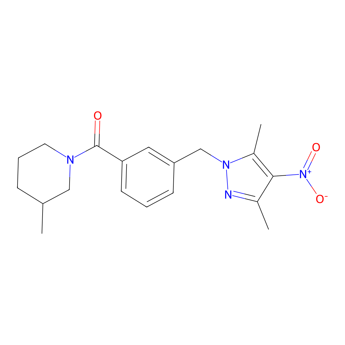 [3-[(3,5-Dimethyl-4-nitropyrazol-1-yl)methyl]phenyl]-(3-methylpiperidin-1-yl)methanone molecular structure, CAS 514842-42-3